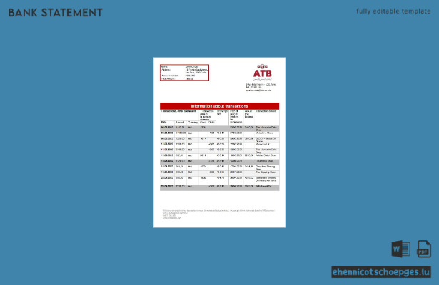 Beispiel eines Adressnachweises der tunesischen ATB Bank (Wortvorschau)
